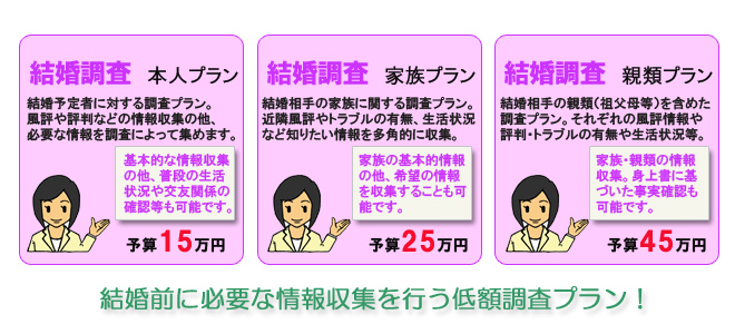 結婚前の個人信用調査プラン